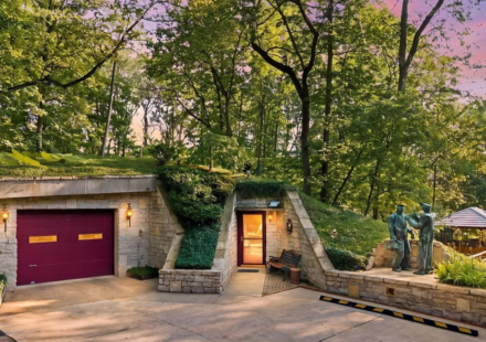 This Ohio home built entirely underground hits the market for $850,000 with a grass-covered roof that the owners literally have to mow