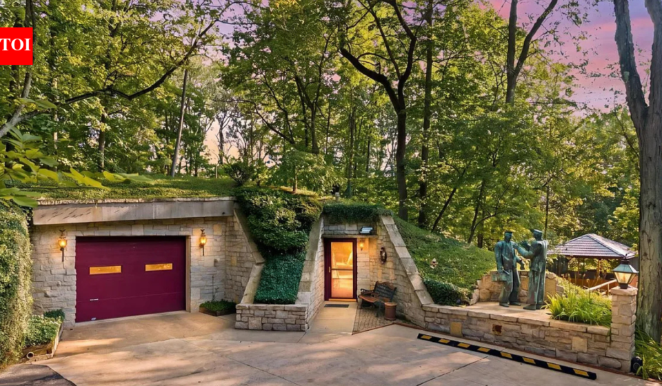 This Ohio home built entirely underground hits the market for $850,000 with a grass-covered roof that the owners literally have to mow