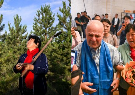 In 1999, an American teacher donated $5,000 to a Chinese woman fighting desertification; with his support, she planted a 50,000-tree forest, and 27 years later, they reunited in tears