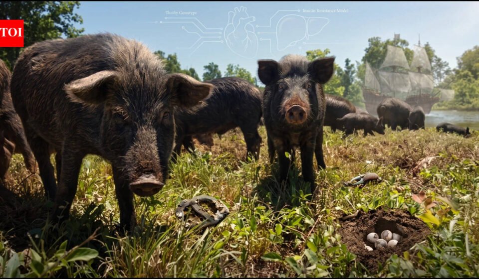 In the 1500s, Spanish explorers left pigs on a Georgia island as future food; centuries of feast and famine produced hogs that rapidly store fat and are now used to study obesity and metabolic disease