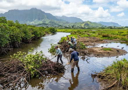 More than 100 years ago, red mangroves were introduced to Hawaii; now crews are trying to eradicate them from nearly 2 miles of waterways to restore wetlands and protect endangered birds