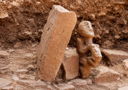 A unique 11,000-year-old statue of a human sitting on a leopard was unearthed at Karahantepe