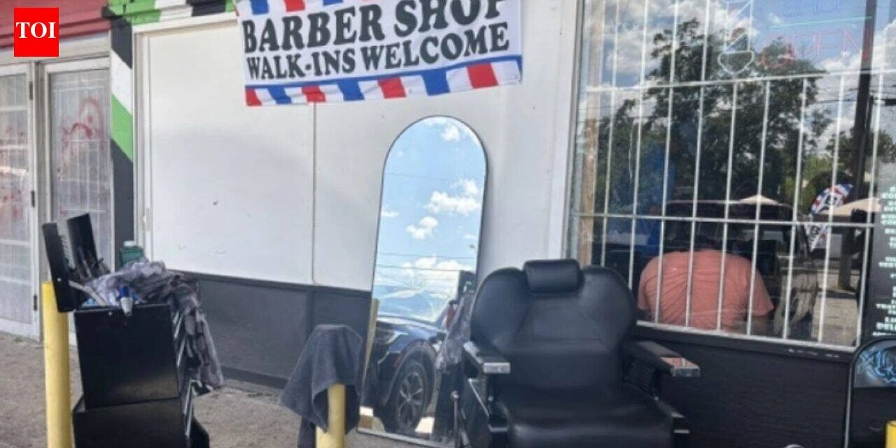 A San Antonio storm knocked out power and damaged homes; one barber simply moved his chair outside and kept cutting customers’ hair