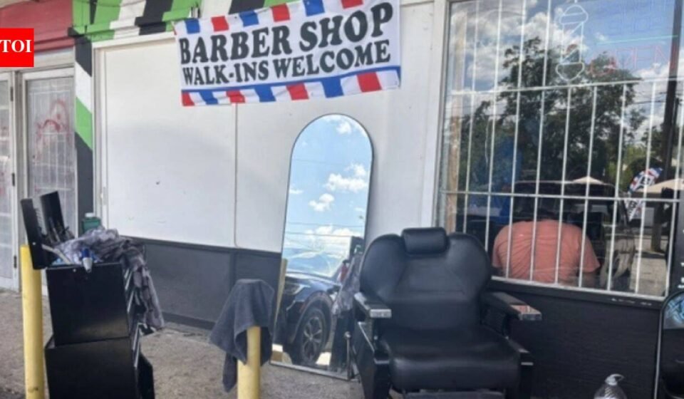 A San Antonio storm knocked out power and damaged homes; one barber simply moved his chair outside and kept cutting customers’ hair