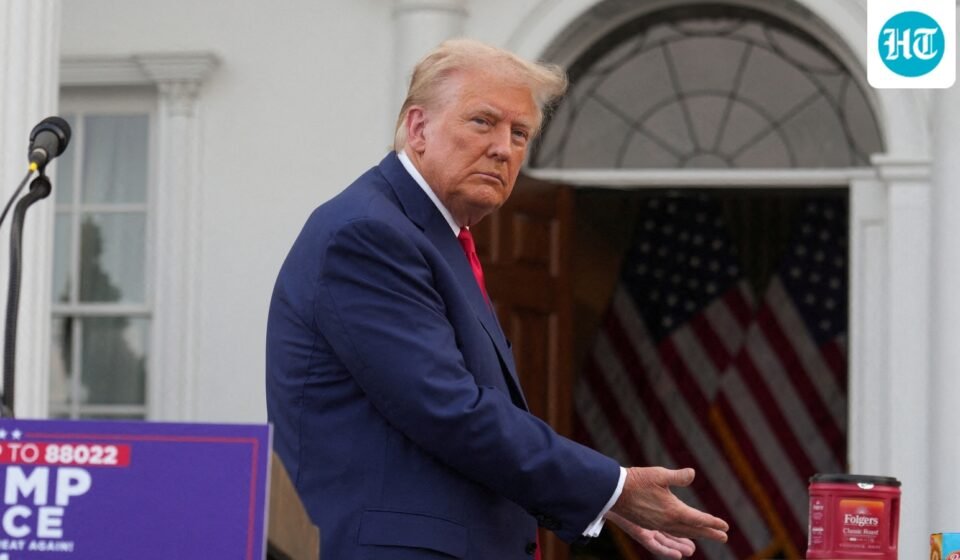 Republican presidential nominee and former US President Donald Trump gestures as he attends a press conference at Trump National Golf Club, in Bedminster, August 15. (REUTERS)