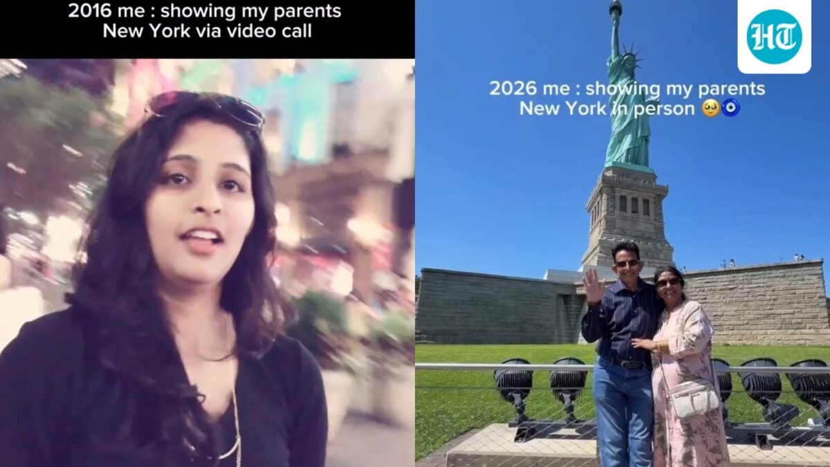 An Indian woman took her parents around New York, turning a 2016 video-call memory into reality. (Instagram/byanjanitiwari)