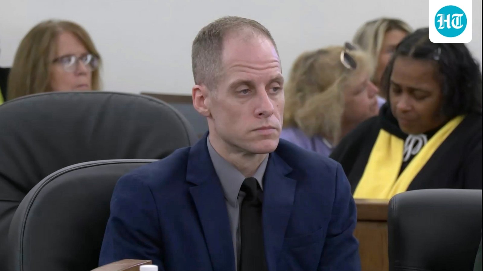 Caleb Flynn listens to court proceedings inside the Miami County Court of Common Pleas in Troy, Ohio. (/AP via AP)