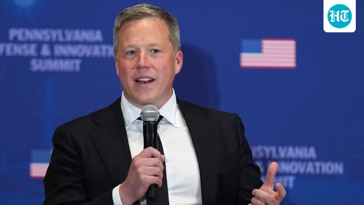 Dan Driscoll speaks at the United States Army War College in Carlisle, Pennsylvania, during the Pennsylvania Defense and Innovation Summit. (AP)
