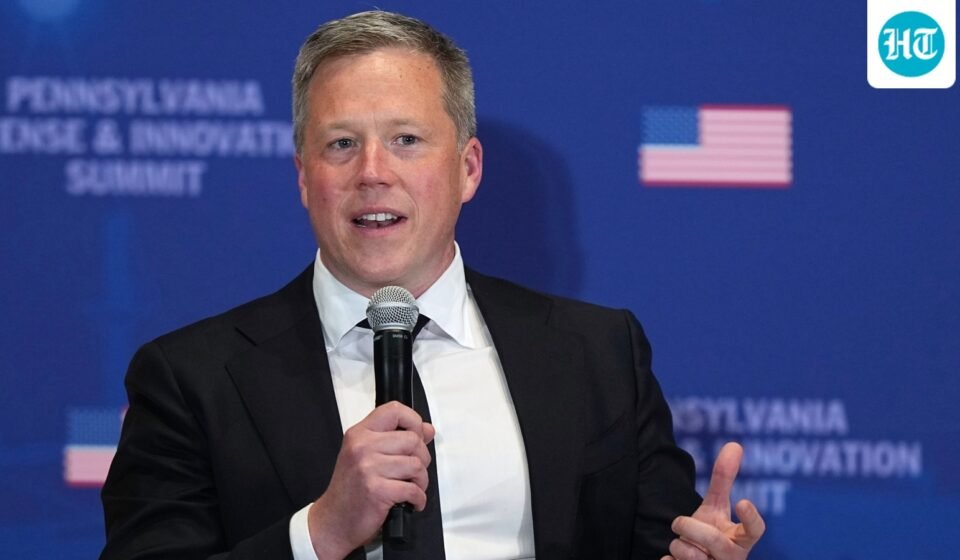 Dan Driscoll speaks at the United States Army War College in Carlisle, Pennsylvania, during the Pennsylvania Defense and Innovation Summit. (AP)