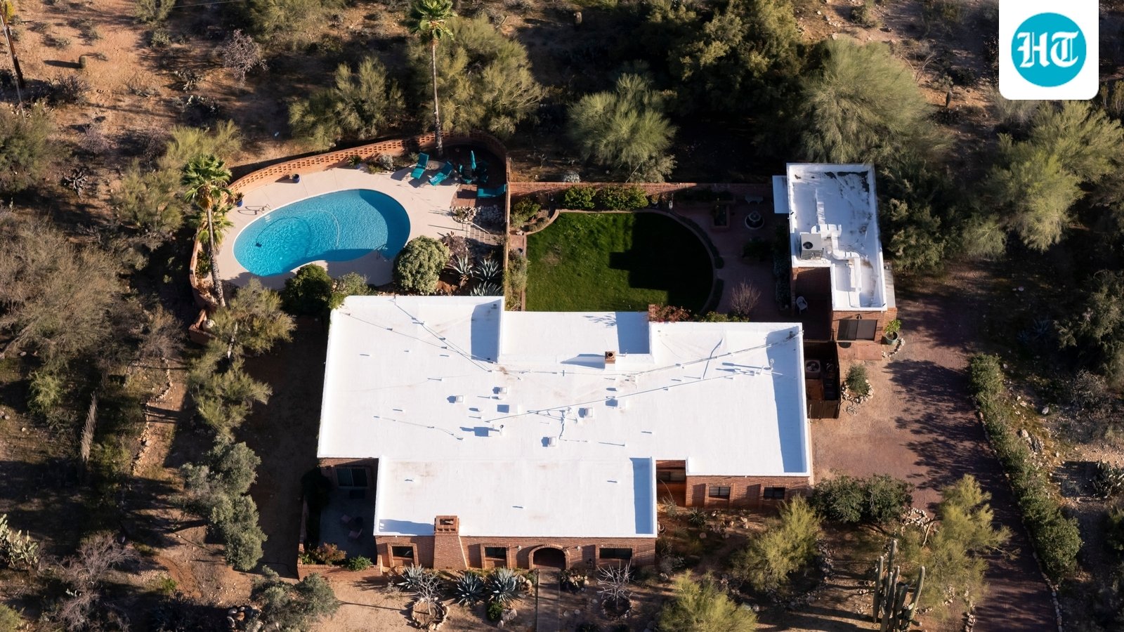 An aerial view of the home of Nancy Guthrie, the missing mother of "Today" show host Savannah Guthrie, in Tucson, Arizona. (AP Photo)