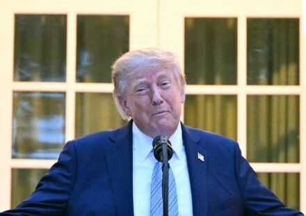 Trump speaks during a Rose Garden dinner at the White House in Washington, DC, on September 17. (AFP)