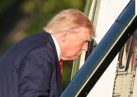 President Donald Trump boards Marine One on the Ellipse near the White House, Friday, Sept. 18. (AP Photo/Alex Brandon)