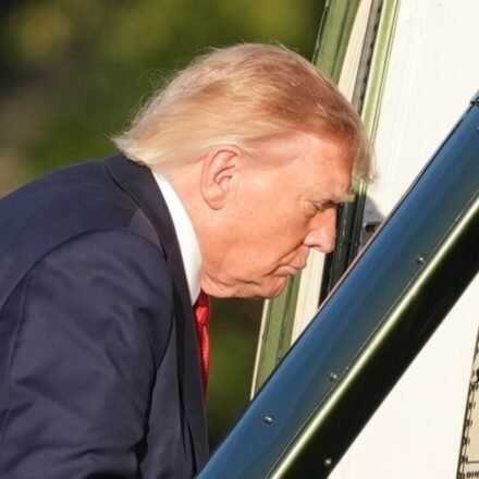 President Donald Trump boards Marine One on the Ellipse near the White House, Friday, Sept. 18. (AP Photo/Alex Brandon)