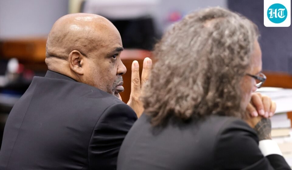 Duane Davis, left, and his attorney Michael Sanft listen to rebuttal closing arguments in the Duane Davis murder trial, related to the 1996 killing of rapper Tupac Shakur, in Clark County District Court at the Regional Justice Center in Las Vegas, Monday, Aug. 31, 2026. (Steve Marcus/Pool Photo via AP) (Steve Marcus/Pool Reuters via AP)