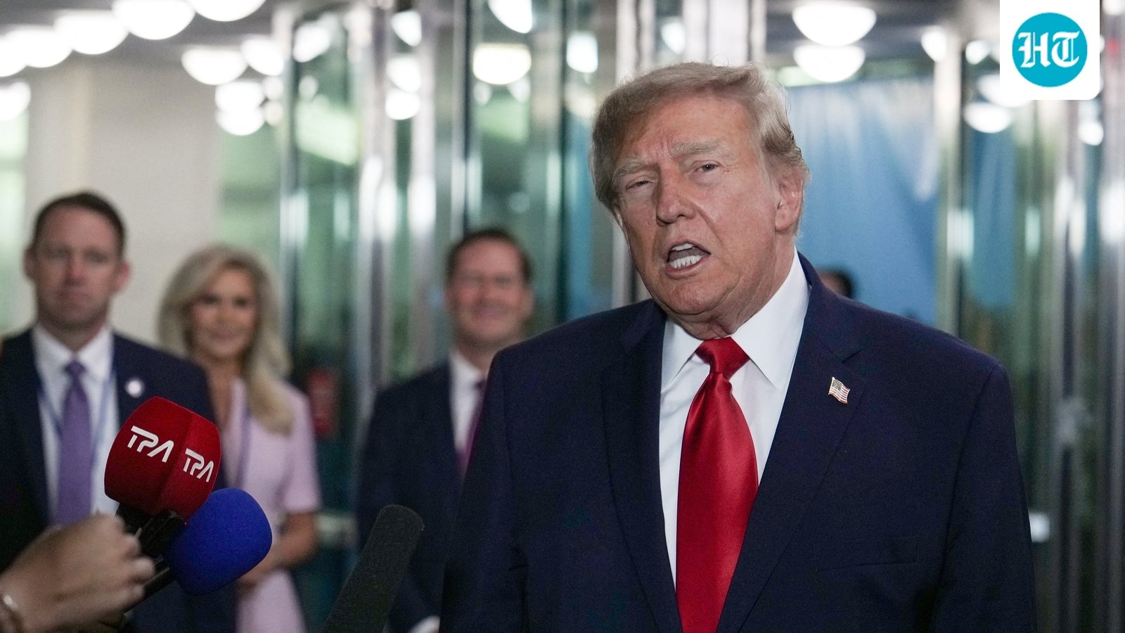 US President Donald Trump speaks to reporters as he arrives to attend the 81st United Nations General Assembly at UN headquarters in New York City. (REUTERS)