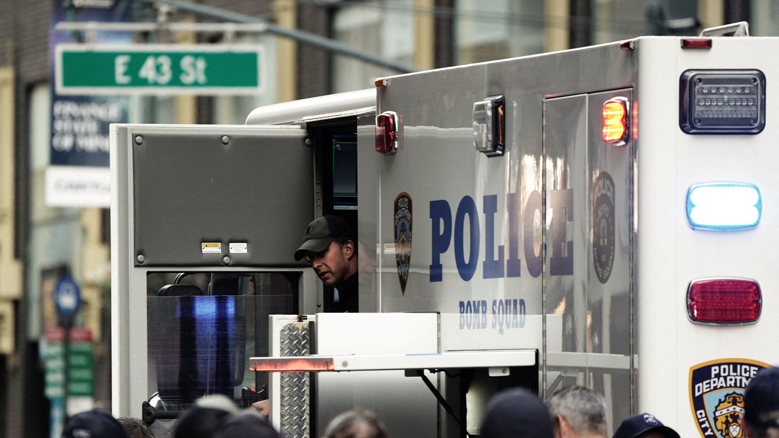 A parked NYPD Bomb Squad vehicle, as law enforcement respond to reports of a suspicious package on the sidelines of the 81st United Nations General Assembly in New York City. (REUTERS)