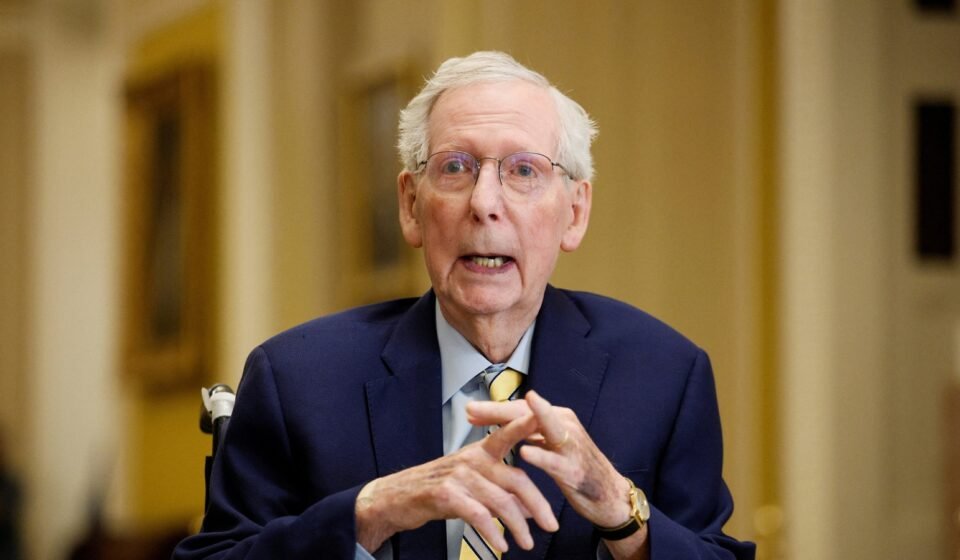 US Senator Mitch McConnell (R-KY) speaks to reporters outside the Senate Chamber after he returned to Capitol Hill in Washington, D.C., U.S. (REUTERS)