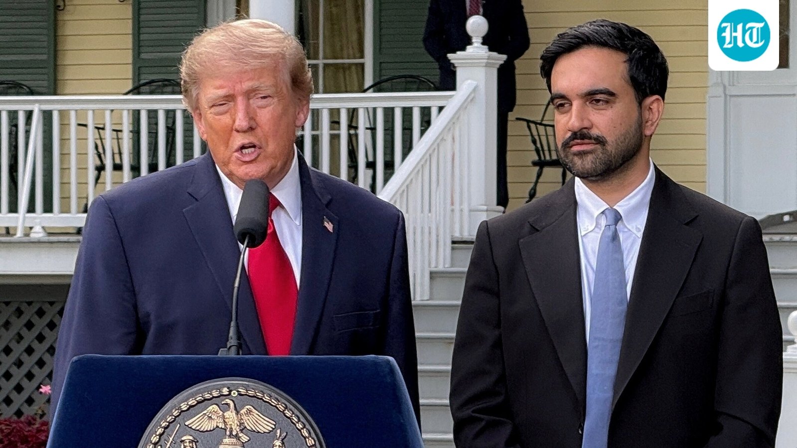 US President Donald Trump and New York City Mayor Zohran Mamdani speak to reporters at Gracie Mansion in New York City. (REUTERS)