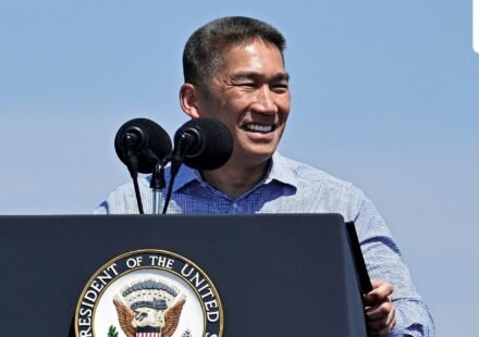 NEW YORK, NEW YORK - JULY 04: Acting Secretary of the Navy Hung Cao speaks during an International Naval Review aboard the USS Kearsarge in New York Harbor on July 04, 2026 in New York City. (Photo by Vincent Alban / GETTY IMAGES NORTH AMERICA / Getty Images via AFP) (Getty Images via AFP)