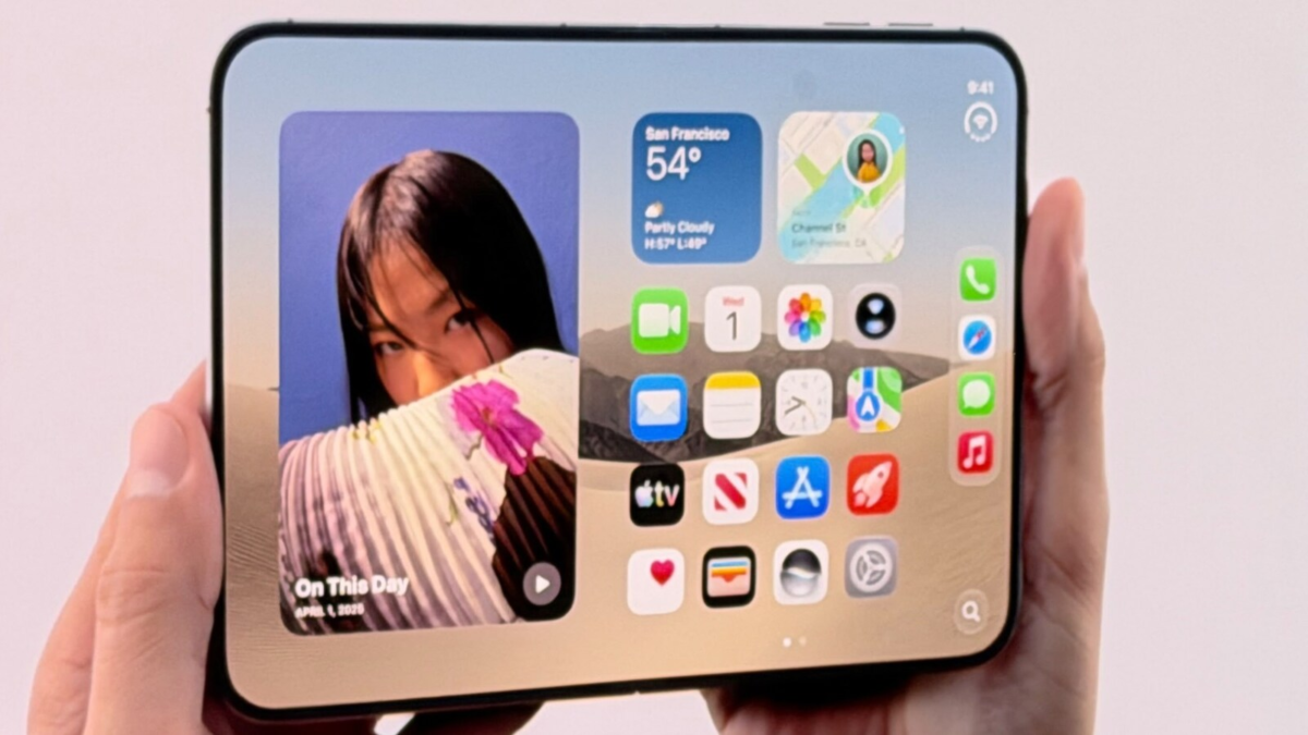 Apple has officially launched iPhone Duo, its first foldable iPhone, with a thin design, large display, Touch ID and $1,999 starting price. (Apple Event)