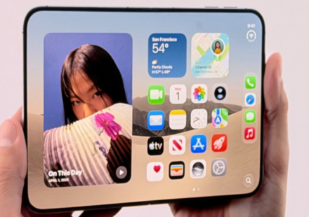 Apple has officially launched iPhone Duo, its first foldable iPhone, with a thin design, large display, Touch ID and $1,999 starting price. (Apple Event)