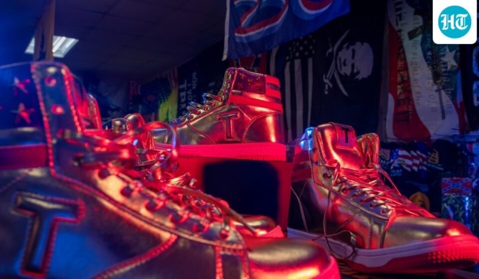 Merchandise at Trump Town USA includes Trump-themed sneakers.