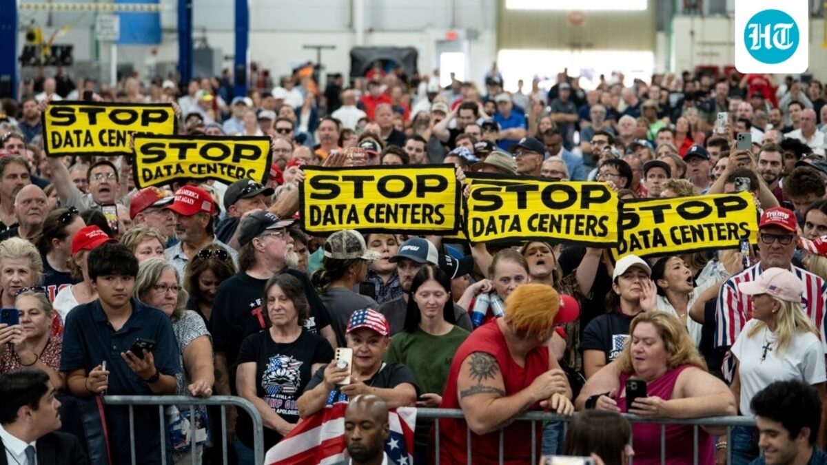 Attendees at a recent Trump rally in Michigan showed opposition to data centers.