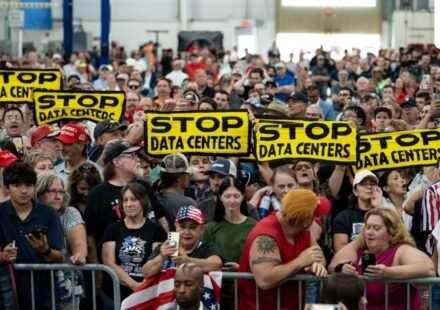 Attendees at a recent Trump rally in Michigan showed opposition to data centers.