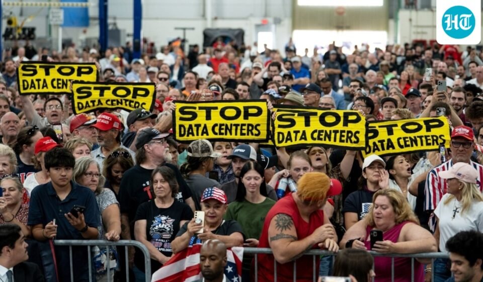 Attendees at a recent Trump rally in Michigan showed opposition to data centers.