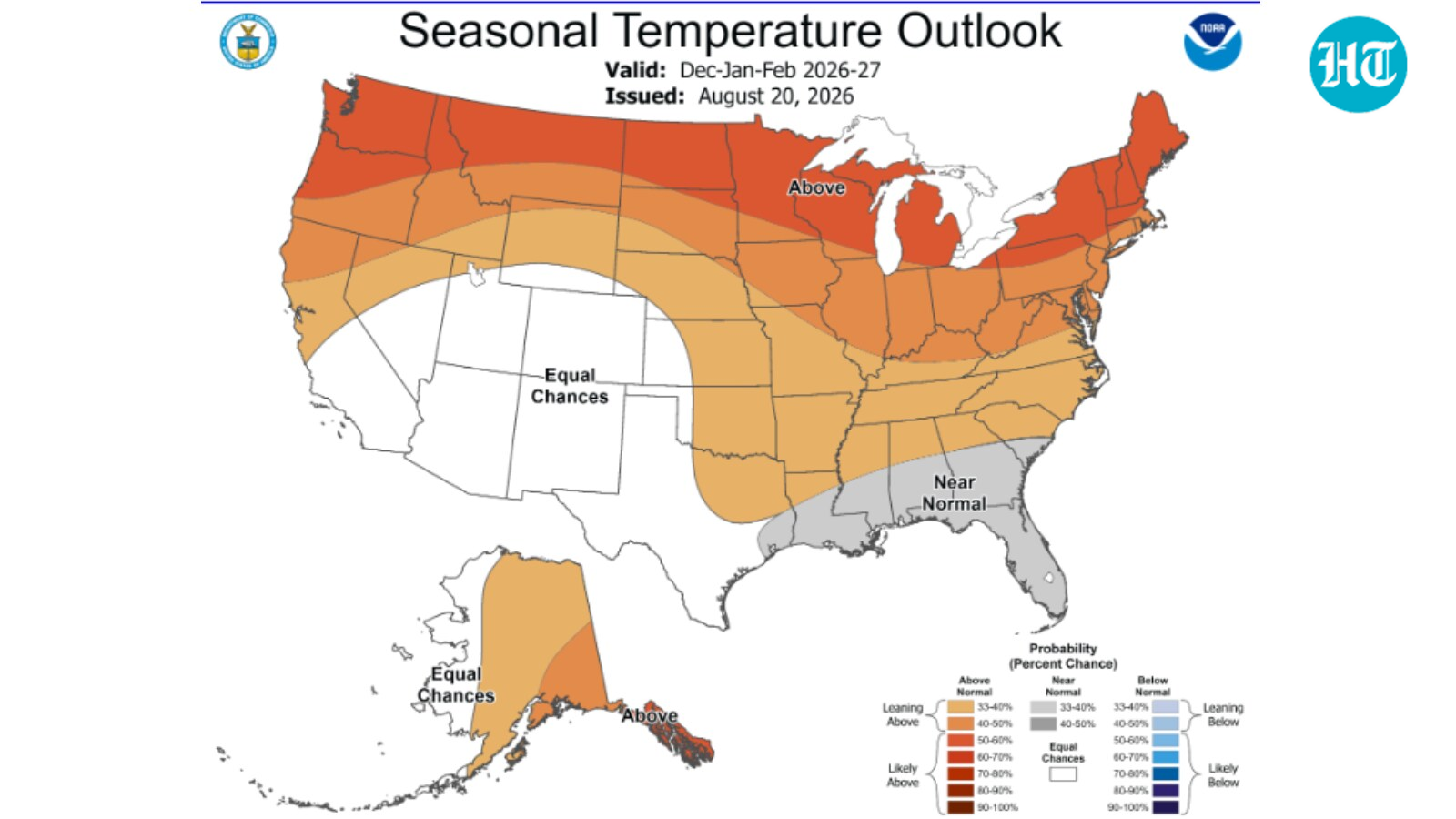 NOAA winter weather forecast map (NOAA)