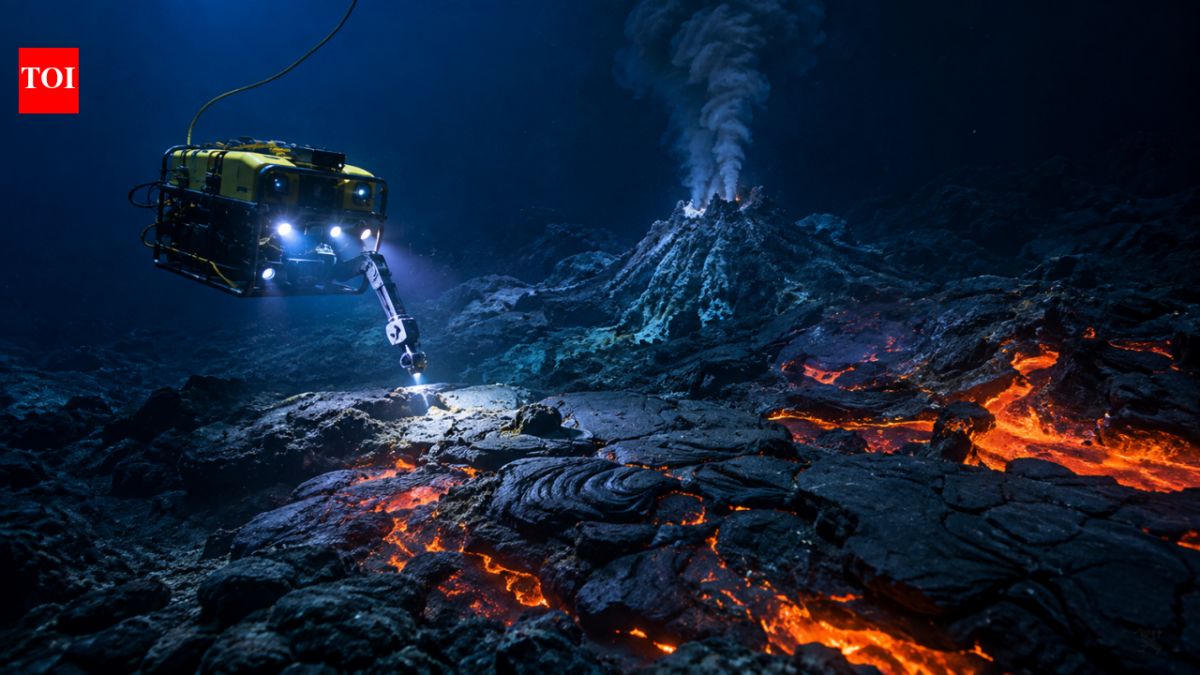 Scientists use robots more than two kilometres beneath the Pacific to discover huge lava fields around an active underwater volcano