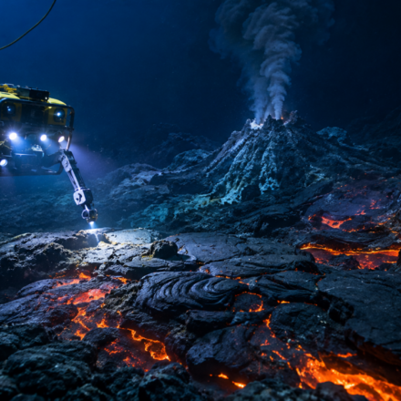 Scientists use robots more than two kilometres beneath the Pacific to discover huge lava fields around an active underwater volcano