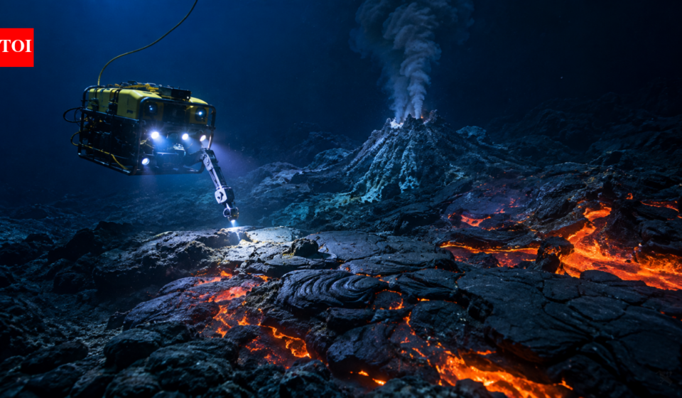 Scientists use robots more than two kilometres beneath the Pacific to discover huge lava fields around an active underwater volcano