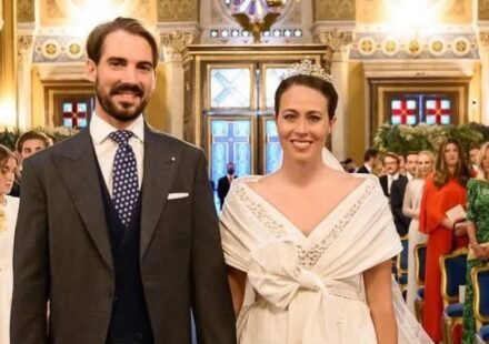 Princess Diana's godson Prince Philippos and Princess Nina welcome first child, son Kimon Thomas Konstantinos, via surrogate in the US nearly six years after their wedding