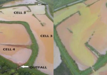 In 2019, US researchers added fluorescent dye to a Pennsylvania mine-water wetland and flew 12 drone missions; a system designed for 29-hour retention held water for only 4.65 hours