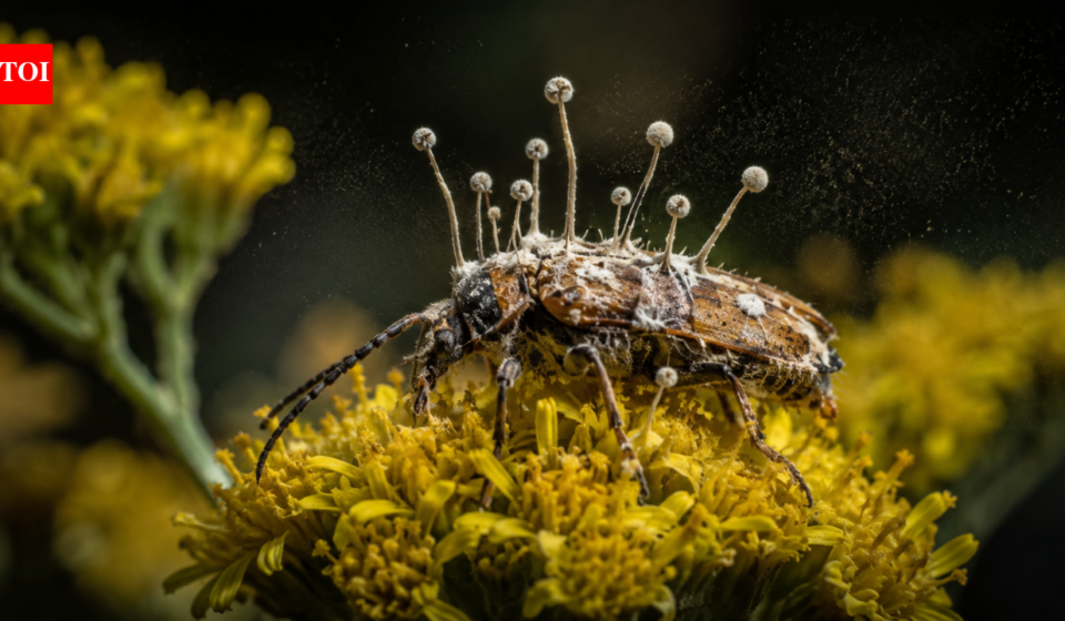 A fungus turns beetles into zombies and makes them die on flowers; scientists say the timing helps infect the next generation