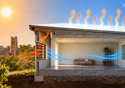In 2023, Princeton researchers tested radiative cooling with natural ventilation and thermal mass, keeping a building 3.9°C below outdoor air