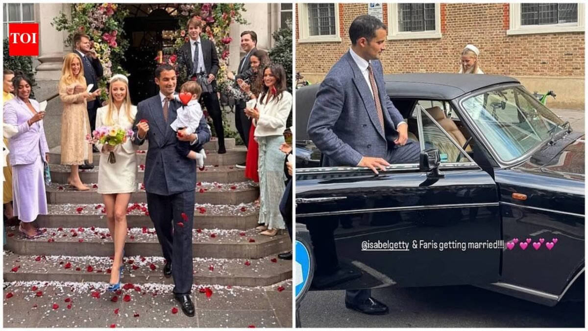 Billionaire heiress Isabel Getty, great-granddaughter of oil tycoon J. Paul Getty, marries British financier Faris McKinnon in intimate London wedding, newlyweds make grand exit in vintage Rolls-Royce