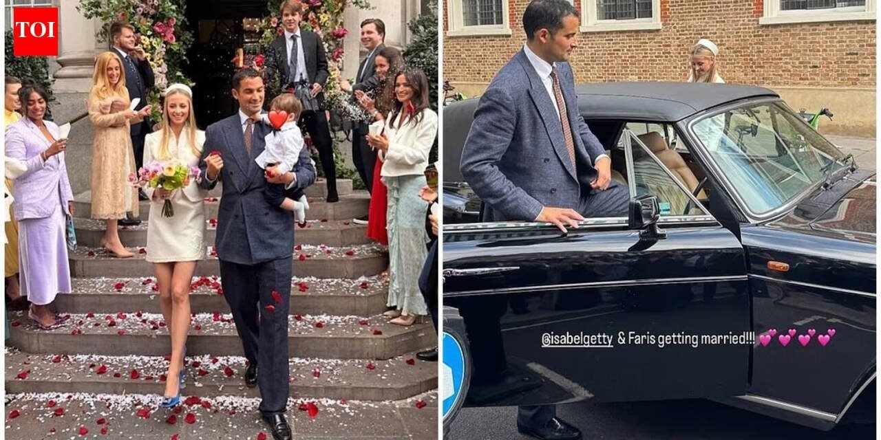 Billionaire heiress Isabel Getty, great-granddaughter of oil tycoon J. Paul Getty, marries British financier Faris McKinnon in intimate London wedding, newlyweds make grand exit in vintage Rolls-Royce