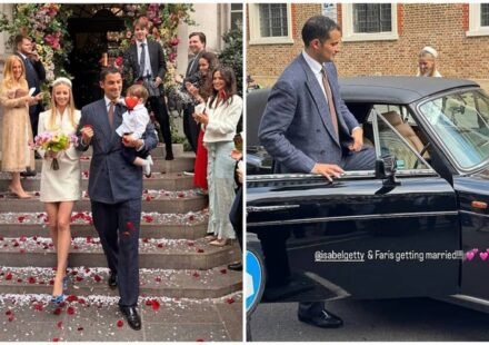 Billionaire heiress Isabel Getty, great-granddaughter of oil tycoon J. Paul Getty, marries British financier Faris McKinnon in intimate London wedding, newlyweds make grand exit in vintage Rolls-Royce