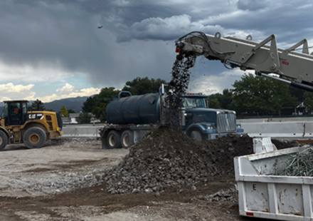 In 2024, Utah recycled 15,000 cubic yards of 30-year-old highway concrete on site; enough to fill two Goodyear Blimps became road base for new interchanges
