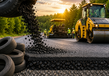 In 2025, Michigan recycled more than 7,000 scrap tires into 0.8 miles of Ellsworth Road; the project later won a national green construction award