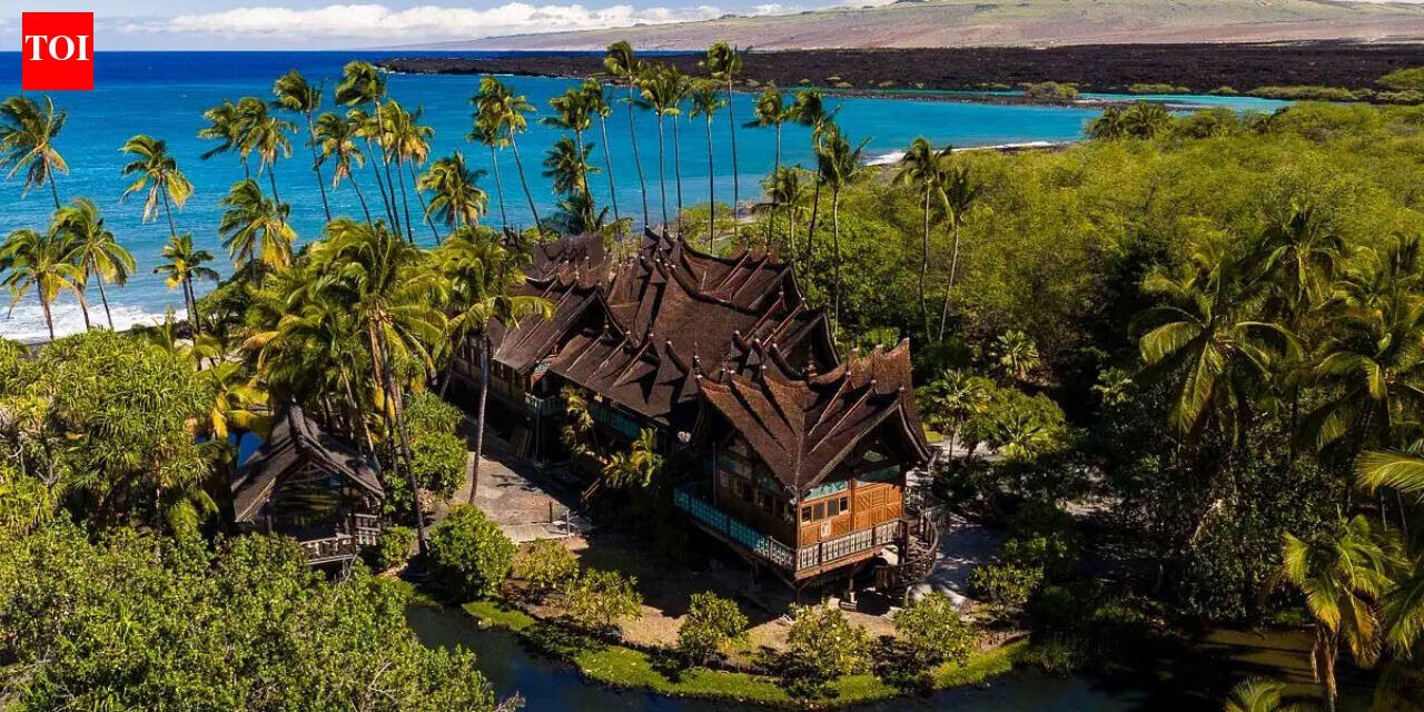 In 1994, 280 craftsmen built a Balinese estate from Indonesian ironwood and teak; dismantled and shipped to Hawaii, it was rebuilt with more than 1 million shingles and is now asking $32.5 million