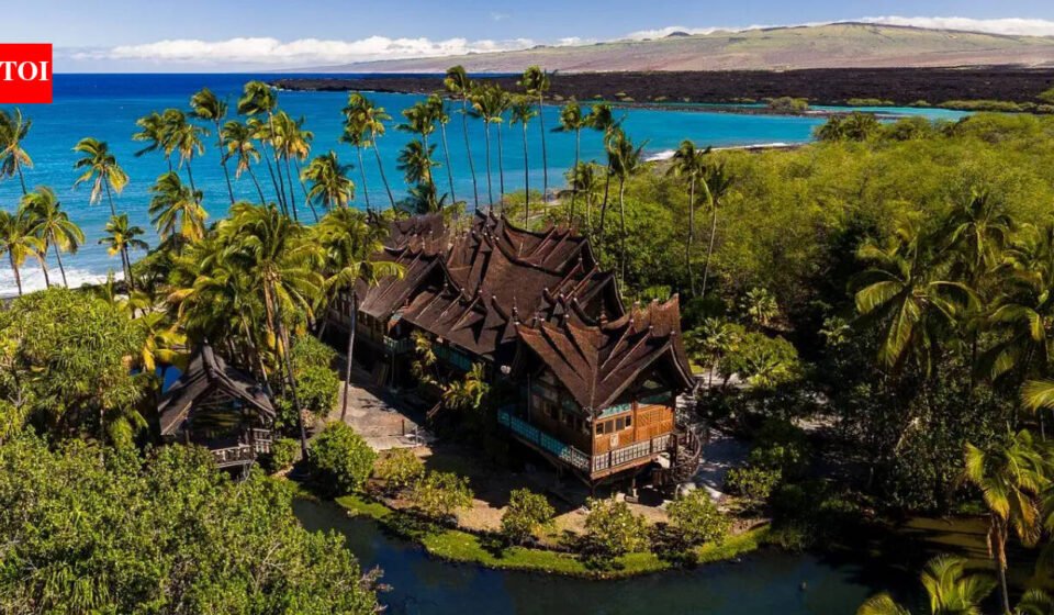 In 1994, 280 craftsmen built a Balinese estate from Indonesian ironwood and teak; dismantled and shipped to Hawaii, it was rebuilt with more than 1 million shingles and is now asking $32.5 million
