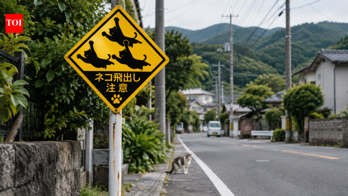In Japan, local authorities have installed signs warning drivers that cats may suddenly dash into the road, using playful illustrations to make the danger memorable