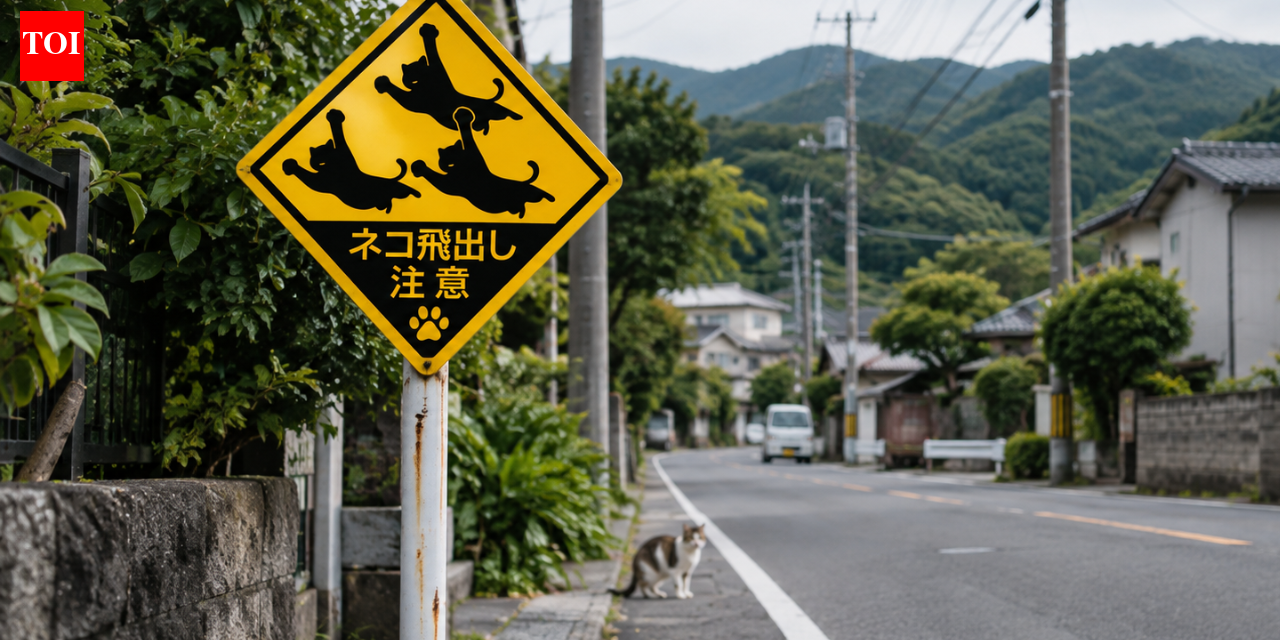 In Japan, local authorities have installed signs warning drivers that cats may suddenly dash into the road, using playful illustrations to make the danger memorable