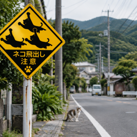 In Japan, local authorities have installed signs warning drivers that cats may suddenly dash into the road, using playful illustrations to make the danger memorable