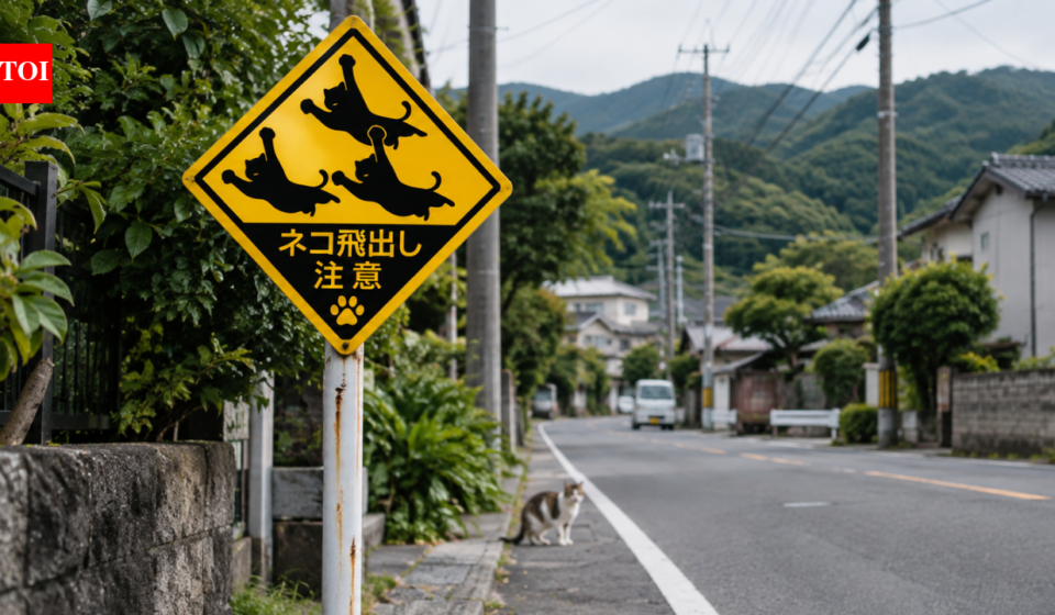In Japan, local authorities have installed signs warning drivers that cats may suddenly dash into the road, using playful illustrations to make the danger memorable