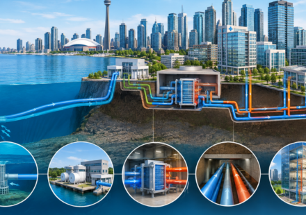 In 2004, Toronto began using cold water from 83 metres beneath Lake Ontario to cool downtown buildings; today the system serves 200 buildings across 40 million sq ft