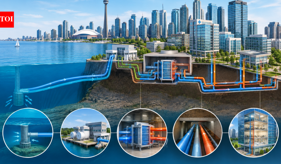 In 2004, Toronto began using cold water from 83 metres beneath Lake Ontario to cool downtown buildings; today the system serves 200 buildings across 40 million sq ft